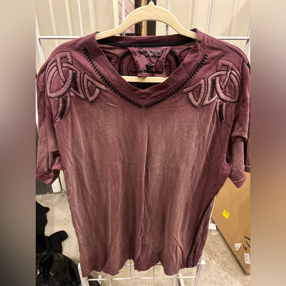 Roar Burgundy Embroidered Short Sleeve Tee